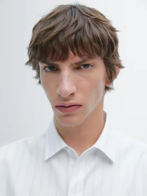 Koszula O Kroju Regular Fit Ze 100% Bawełny W Paski - Biały - - Massimo Dutti - Mężczyzna