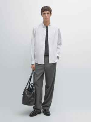 Koszula O Kroju Regular Fit Ze 100% Bawełny W Paski - Biały - - Massimo Dutti - Mężczyzna