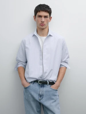 Koszula O Kroju Regular Fit Ze 100% Bawełny W Paski - Granatowy - - Massimo Dutti - Mężczyzna