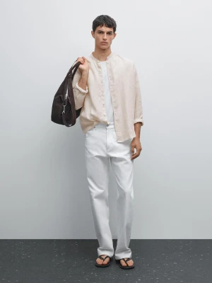 Koszula O Kroju Regular Fit Ze Stójką - Beżowy - - Massimo Dutti - Mężczyzna