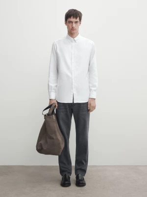 Koszula O Kroju Regular Z Tkaniny Ottoman Z Fakturą - Biały - - Massimo Dutti - Mężczyzna