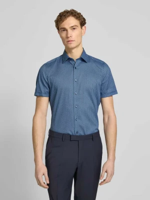 Koszula o kroju slim fit biznes we wzór na całej powierzchni z kołnierzykiem typu kent OLYMP Level Five