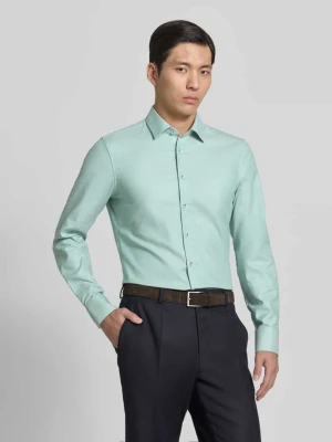 Koszula o kroju slim fit biznes z bawełny z kołnierzykiem typu kent Eterna