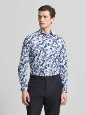 Koszula o kroju slim fit biznes z kołnierzykiem typu kent i kwiatowym wzorem OLYMP Level Five