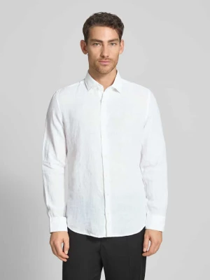 Koszula o kroju slim fit biznes z lnu z kołnierzykiem typu kent seidensticker