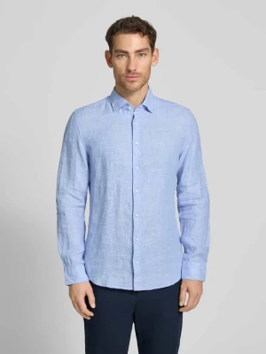 Koszula o kroju slim fit biznes z lnu z kołnierzykiem typu kent seidensticker