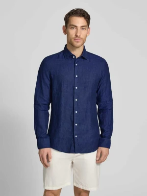 Koszula o kroju slim fit biznes z lnu z kołnierzykiem typu kent seidensticker