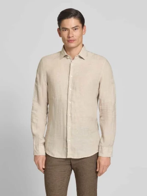 Koszula o kroju slim fit biznes z lnu z kołnierzykiem typu kent seidensticker