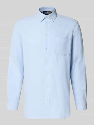 Koszula o kroju slim fit casualowa z flaneli z kołnierzykiem typu button down Christian Berg Błękitny