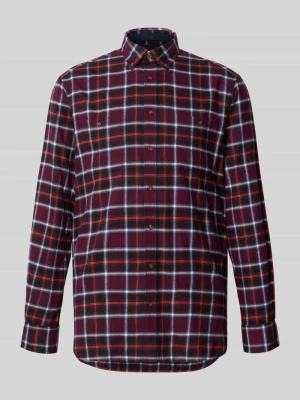 Koszula o kroju slim fit casualowa z flaneli z kołnierzykiem typu button down Christian Berg Bordowy