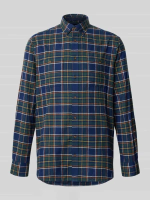 Koszula o kroju slim fit casualowa z flaneli z kołnierzykiem typu button down Christian Berg Granatowy