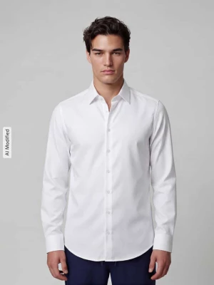 koszula o kroju slim fit z czystej bawełny model 'New Kent Patch' Seidensticker Biały