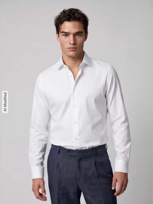 Koszula o kroju slim fit z czystej bawełny model 'New Kent' Seidensticker Biały