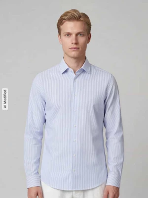 Koszula o kroju slim fit z czystej bawełny model 'New Kent' Seidensticker Błękitny