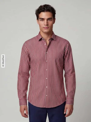 Koszula o kroju slim fit z czystej bawełny model 'New Kent' Seidensticker Bordowy