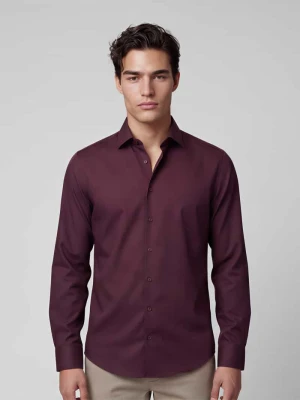 Koszula o kroju slim fit z czystej bawełny model 'New Kent' Seidensticker Bordowy