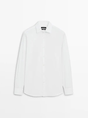 Koszula O Kroju Slim Z Popeliny Ze 100% Bawełny - Biały - Massimo Dutti - Male