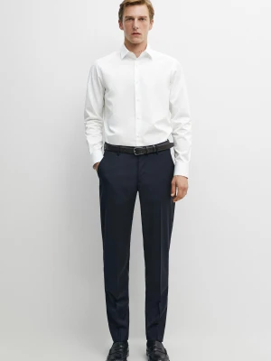 Koszula O Kroju Slim Z Popeliny Ze 100% Bawełny - Biały - Massimo Dutti - Male