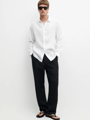 Koszula O Kroju Slim Ze 100% Lnu - Biały - - Massimo Dutti - Mężczyzna