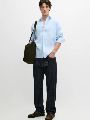Koszula O Kroju Slim Ze 100% Lnu - Błękitny - - Massimo Dutti - Mężczyzna