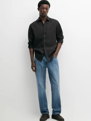 Koszula O Kroju Slim Ze 100% Lnu - Czarny - - Massimo Dutti - Mężczyzna