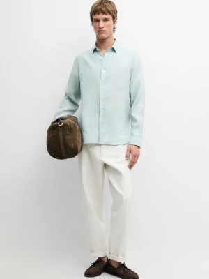 Koszula O Kroju Slim Ze 100% Lnu - Jasnozielony - - Massimo Dutti - Mężczyzna