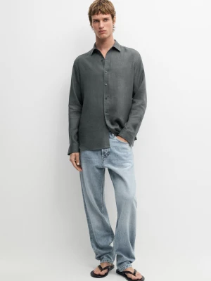 Koszula O Kroju Slim Ze 100% Lnu - Zielony - - Massimo Dutti - Mężczyzna