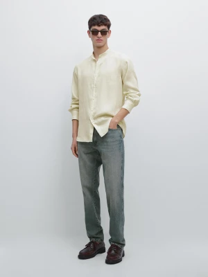 Koszula O Kroju Slim Ze Stójką - Zielony - - Massimo Dutti - Mężczyzna