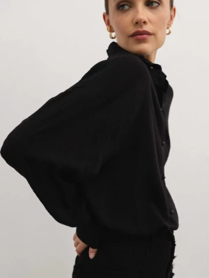 Koszula o prostym kroju w kolorze BLACK - DOT STYLE-M/L Marsala