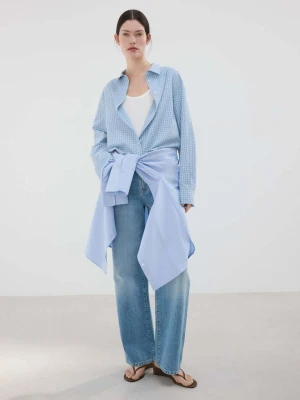 Koszula o prostym kroju w kratkę błękitny - Kobieta - - MANGO