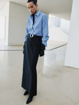 Koszula o prostym kroju z mieszanki bawełny i lyocellu błękitny - Kobieta - - MANGO