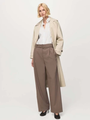 Koszula o prostym kroju z mieszanki bawełny i lyocellu złamana biel - Kobieta - - MANGO