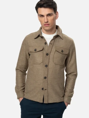 KOSZULA OVERSHIRT 3279 DŁUGI RĘKAW CUSTOM FIT BEŻOWA Recman