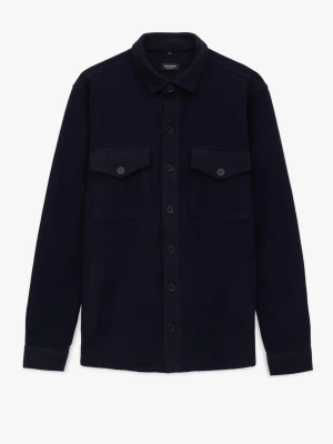 KOSZULA OVERSHIRT 3320 DŁUGI RĘKAW CUSTOM FIT GRANATOWA Z BAWEŁNĄ Recman