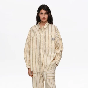 Koszula oversize bawełna faktura paski ochra BIMBA Y LOLA MUSTARD