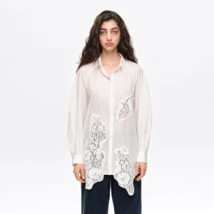 Koszula oversize koronki kość słoniowa BIMBA Y LOLA IVORY