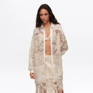 Koszula oversize patchwork koronki ecru BIMBA Y LOLA