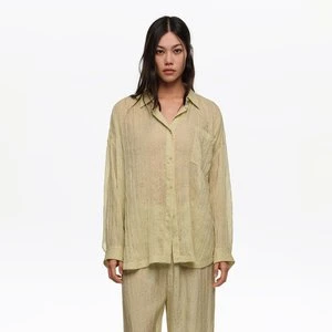 Koszula oversize plisowana Dots mini oliwkowa BIMBA Y LOLA