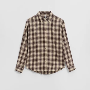 Koszula oversize w beżowo-brązową kratę House
