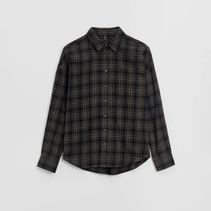 Koszula oversize w niebiesko-brązową kratę House