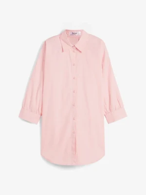 Koszula oversize z bawełny, rękawy 3 / 4 BonPrix różowy