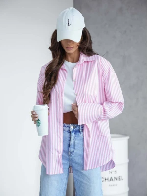 Koszula oversize z wiskozy w paski BILGA - różowa  magmac 