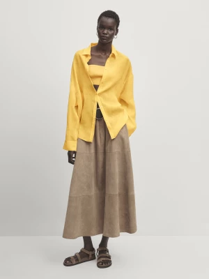 Koszula Oversize Ze 100% Ramii - Złoty - - Massimo Dutti - Kobieta