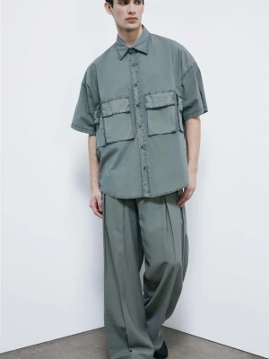 Koszula oversized z barwionej po uszyciu popeliny PATRIZIA PEPE