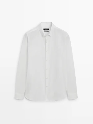 Koszula Oxford O Kroju Regular Fit - Biały - - Massimo Dutti - Mężczyzna