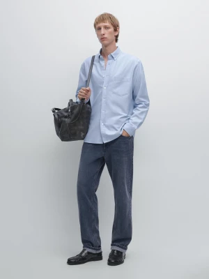 Koszula Oxford O Kroju Regular Fit - Błękitny - - Massimo Dutti - Mężczyzna