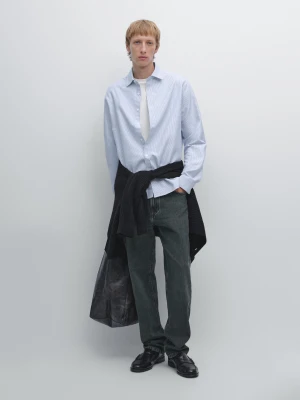 Koszula Oxford O Kroju Regular Fit W Paski - Błękitny - - Massimo Dutti - Mężczyzna