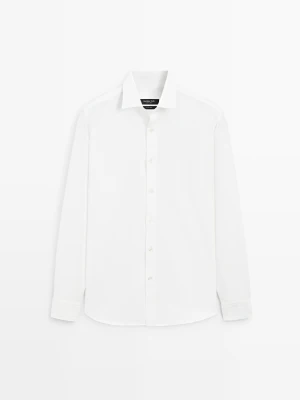 Koszula Oxford O Kroju Regular Fit Ze 100% Bawełny - Biały - Massimo Dutti - Male