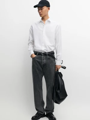 Koszula Oxford O Kroju Regular Fit Ze 100% Bawełny - Biały - Massimo Dutti - Male