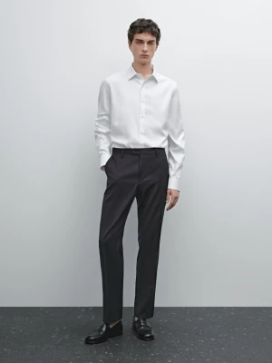Koszula Oxford O Kroju Slim Ze 100% Bawełny - Biały - - Massimo Dutti - Mężczyzna
